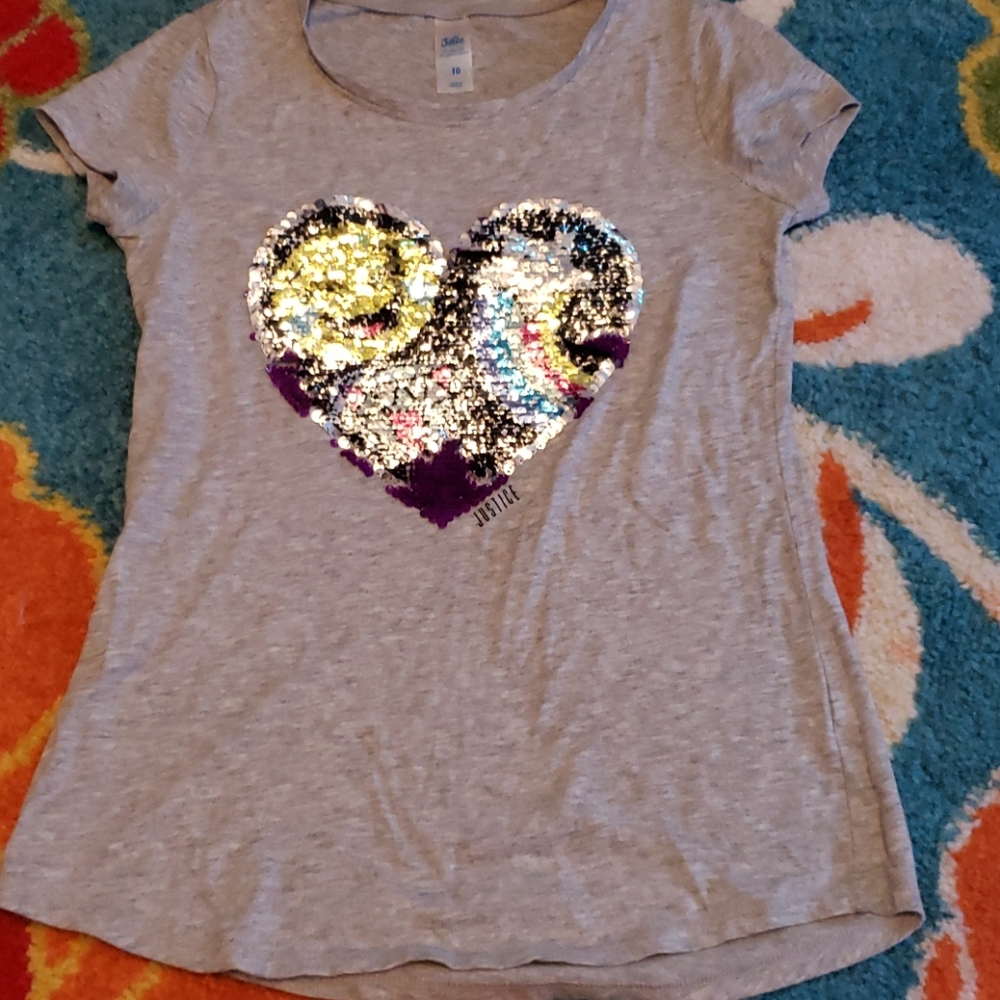 Justice reversible sequence shirt